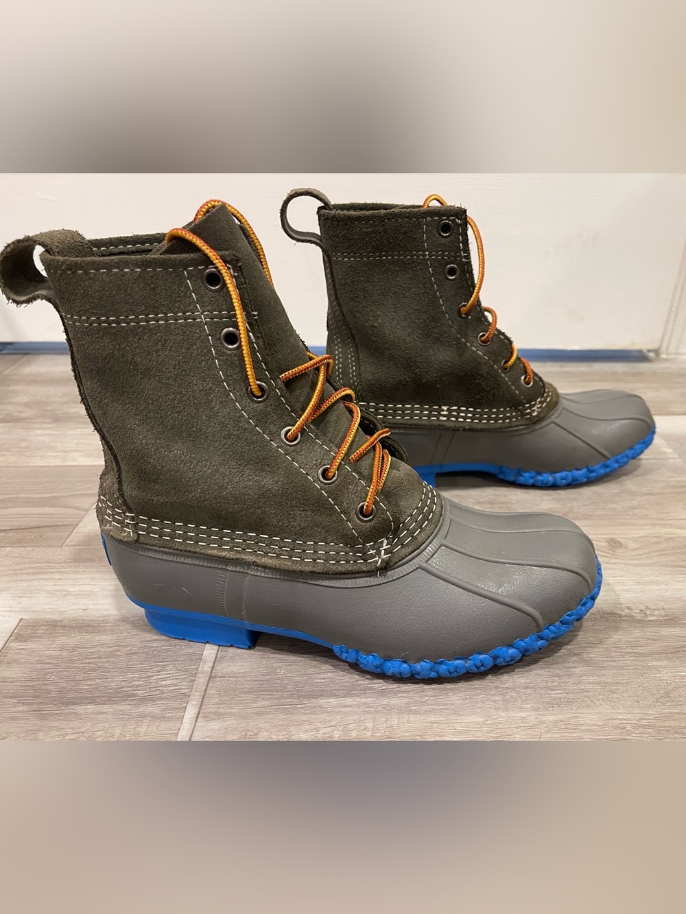 L.L.Bean Women’s Bean Boots Duck Boots Gray Blue Size 7 M Made in Maine